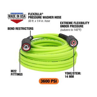 Flexzilla 14 in. x 50 ft. 3600 PSI Pressure Washer Hose with M22 Fittings HFZPW36450M