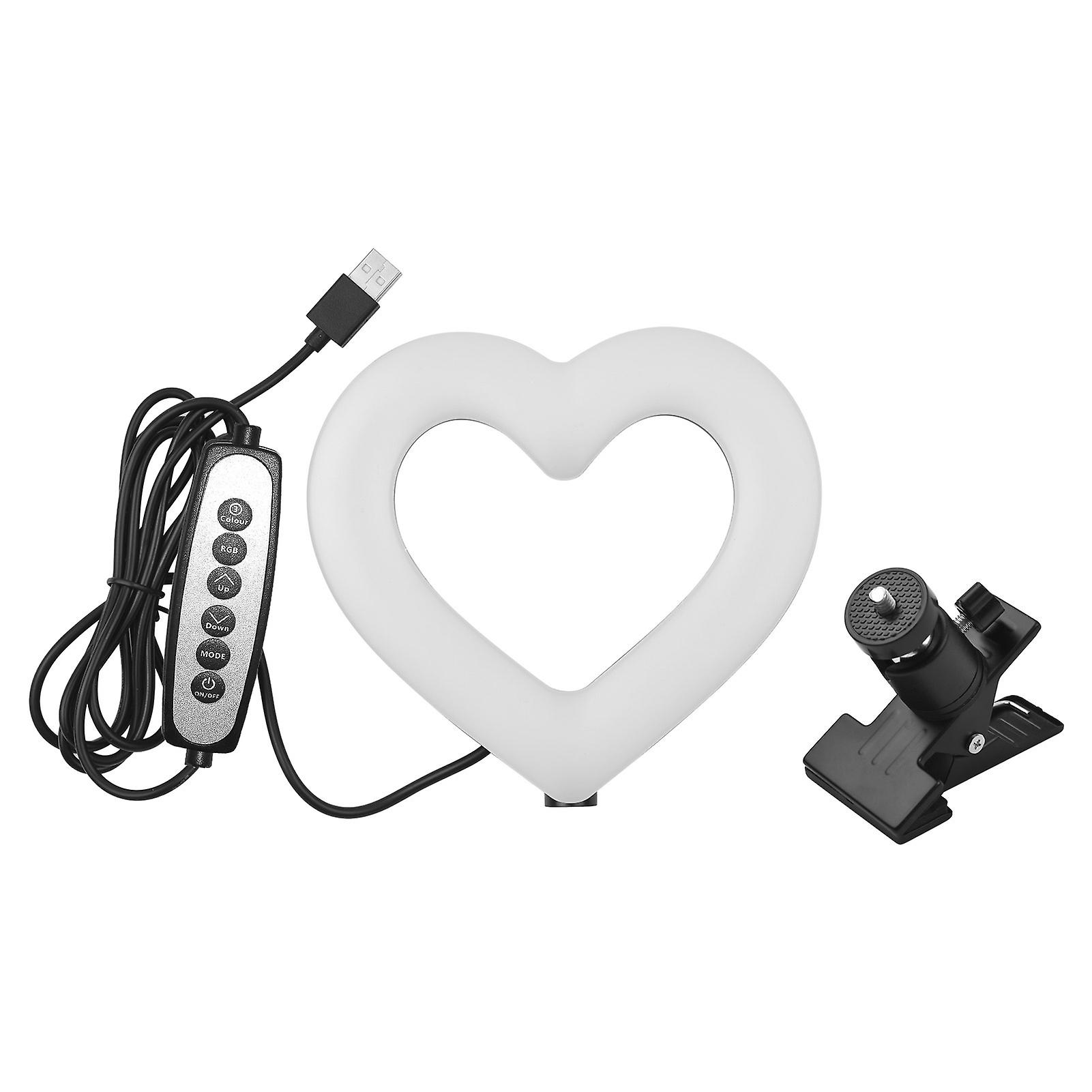 6 Inch Rgb Video Light Heart-shaped Led Fill Light Clip-on Laptop Conference Lighting Dimmable Usb Powered For Live Streaming Online Video Selfie Make