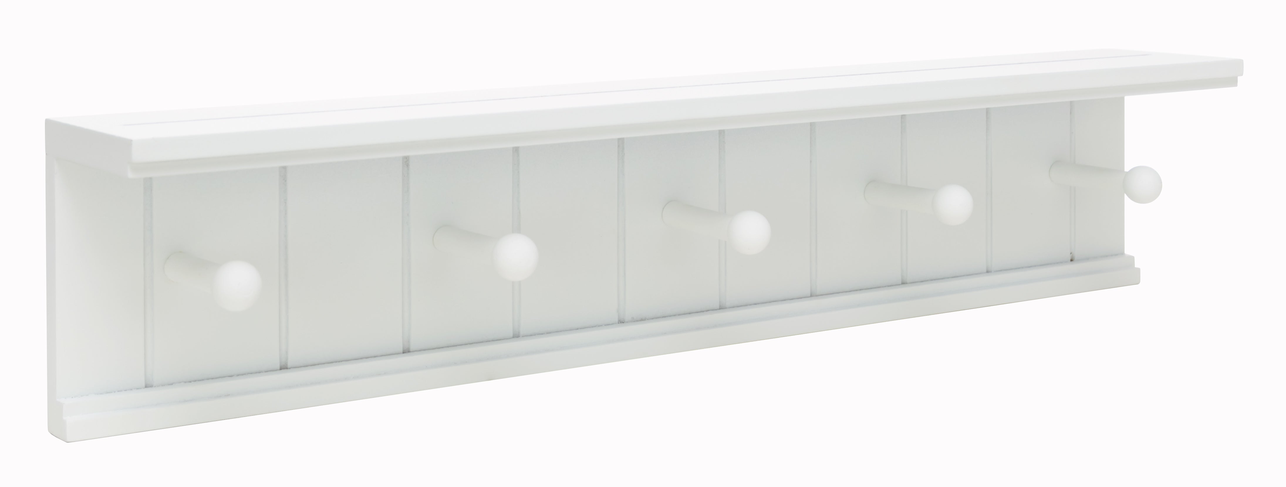 Kieragrace Kian Wall Shelf with Five Pegs - White， 24