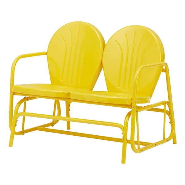 Yellow Outdoor Steel Glider Outdoor Glider Benches - Overstock - 36096072