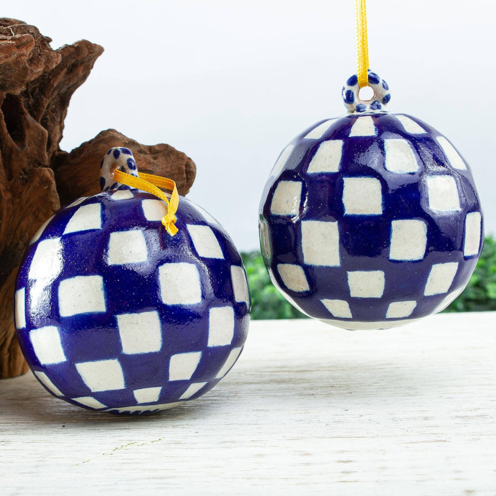 Novica Ceramic Ornaments Talavera Check (Pair)   Asian   Christmas Ornaments   by NOVICA  Houzz