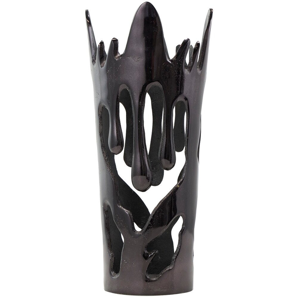 Silver  Gold or Black Aluminum Drip Vase with Melting Designed Body (Set of 2)