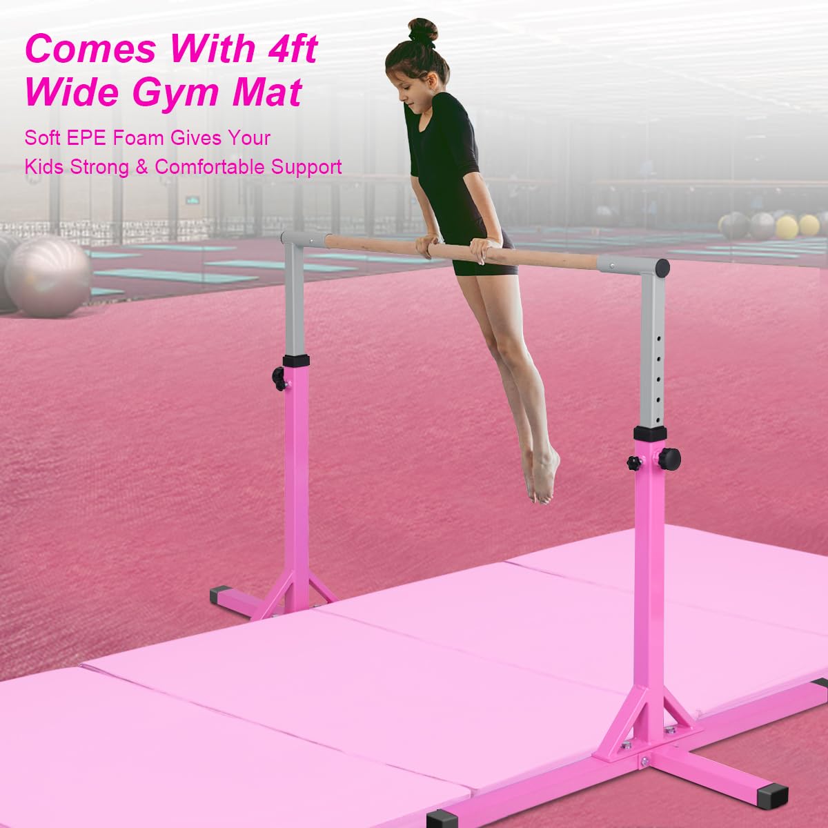 Costzon Junior Training Bar with 4ft Gymnastics Mat