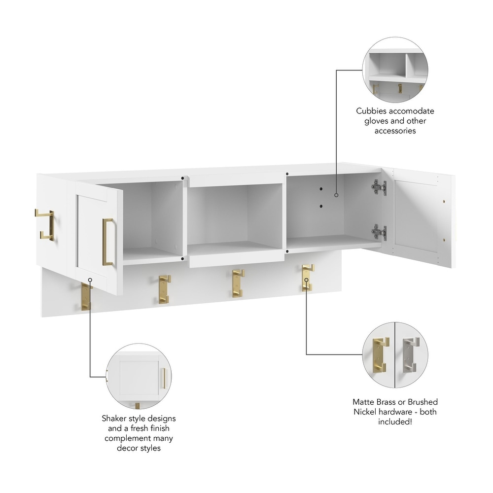 Hampton Heights 48W Wall Mounted Coat Rack by Bush Furniture