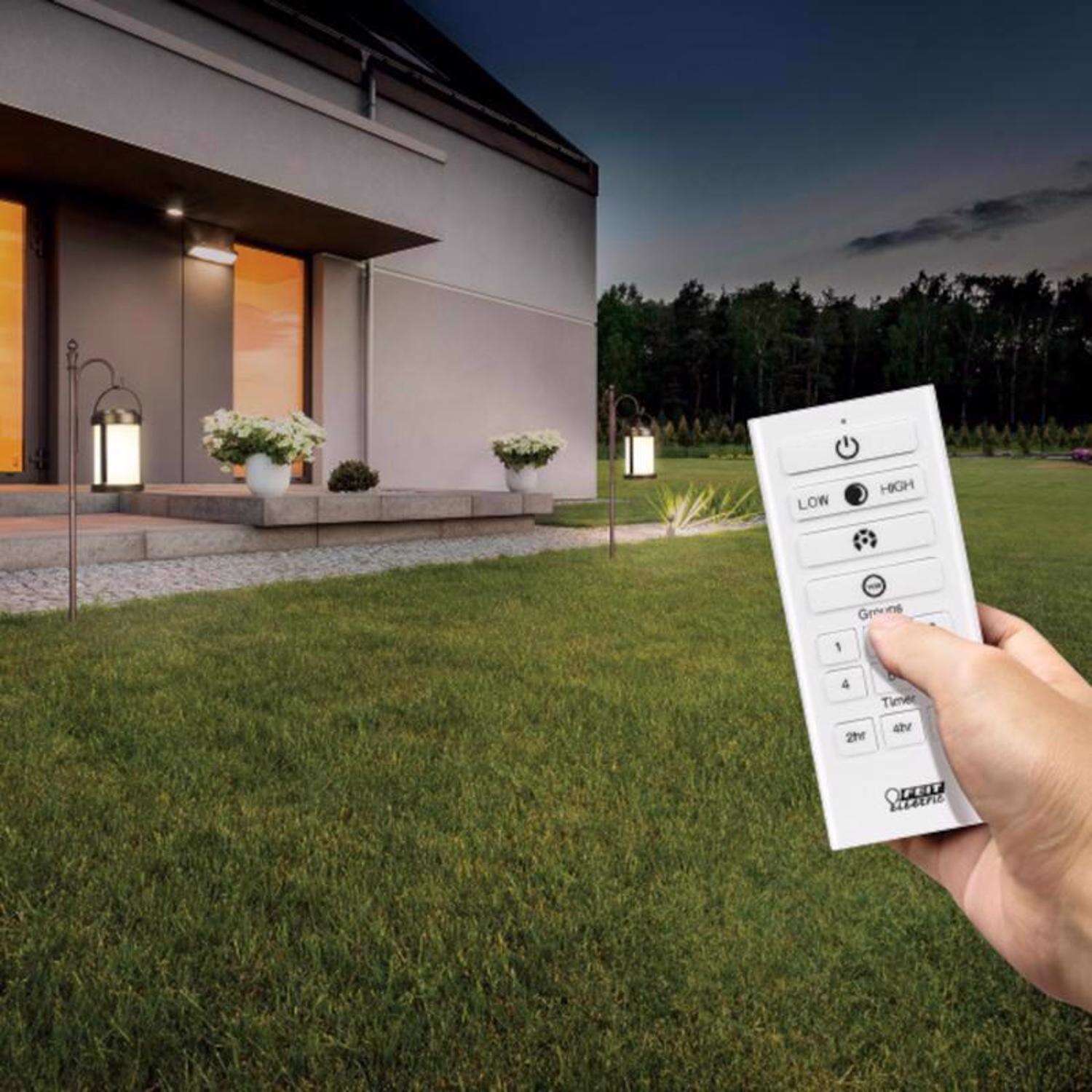 Feit Smart Home 4 in. Solar Power Metal Square Hanging Pathway Light Bronze