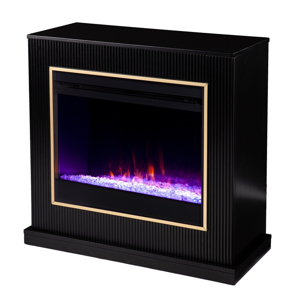 Camarosa Contemporary Black Wood Color Changing Fireplace