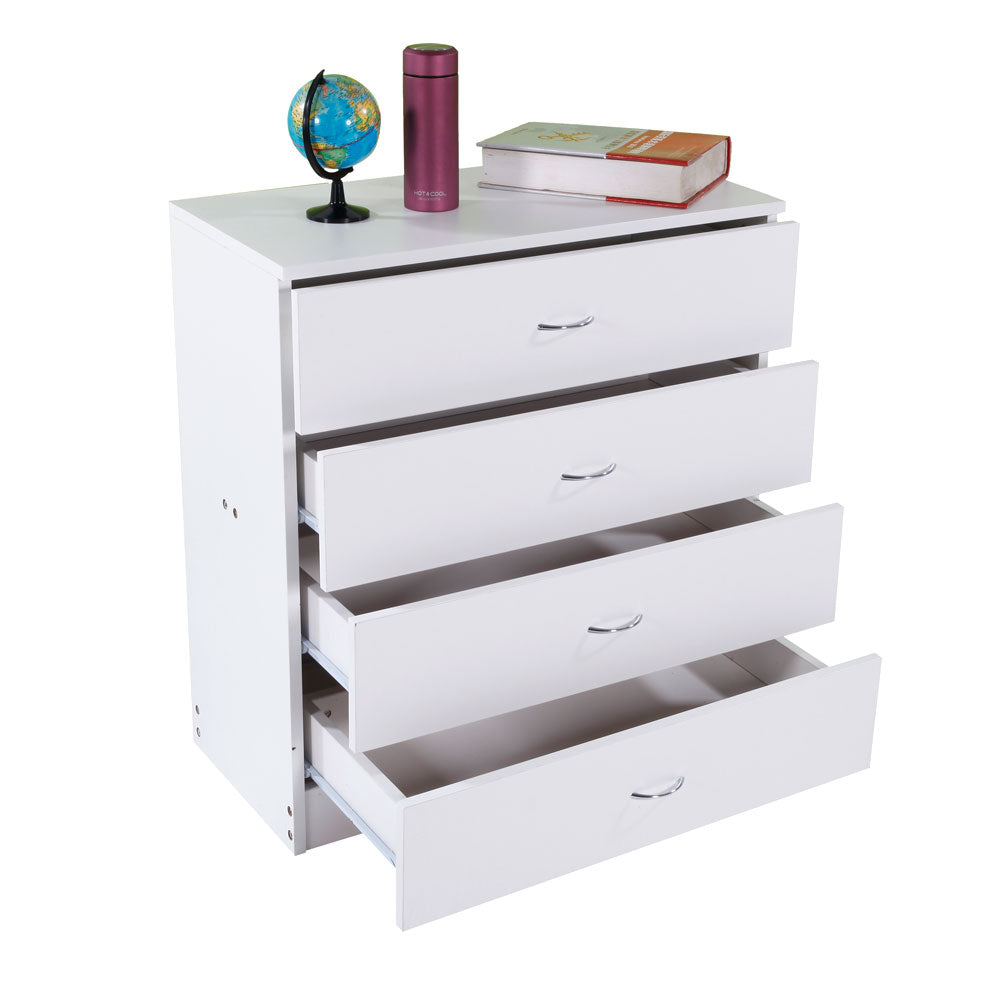 UBesGoo 4-Drawer Dresser Pure White with Metal Handles Bedside Night Stand Bedroom Best Furniture