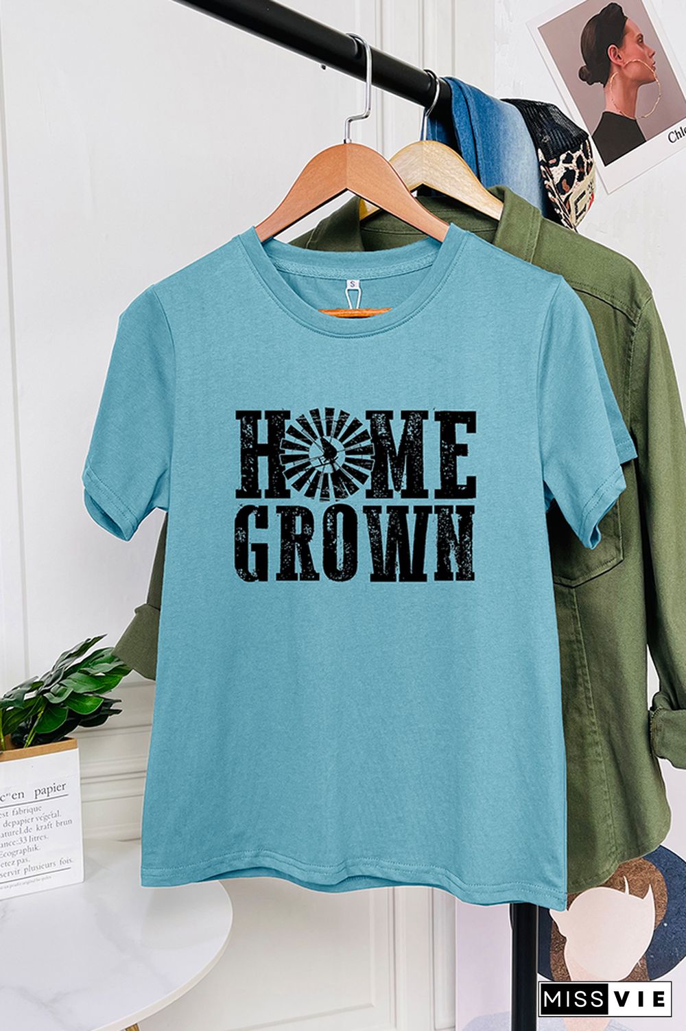 Home Grown Print Graphic Tees for Women Wholesale Short Sleeve T shirts Top