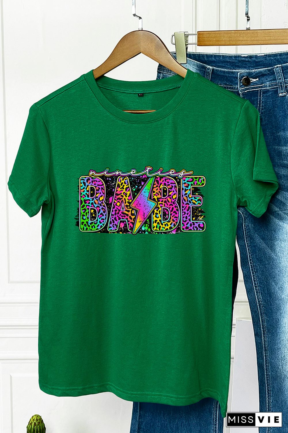 90's Babe Rainbow Leopard Graphic Tee Wholesale