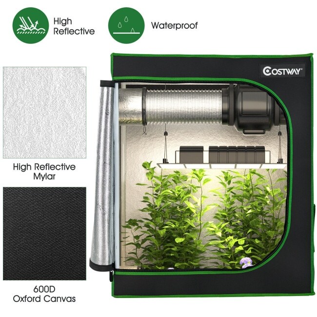 30 × 18 × 36 Inch Mylar Hydroponic Grow Tent with Observation Window and Floor Tray   30\