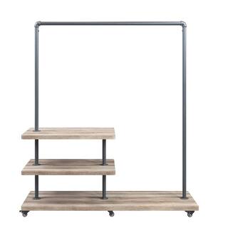 ZIRUWU Oak and Sandy Gray Brantley Hanger Rack ZQP-CR23A