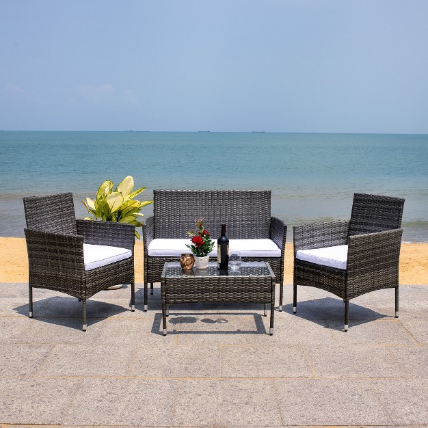 Abdul 4 Piece Patio Outdoor Living Conversation Set Safavieh