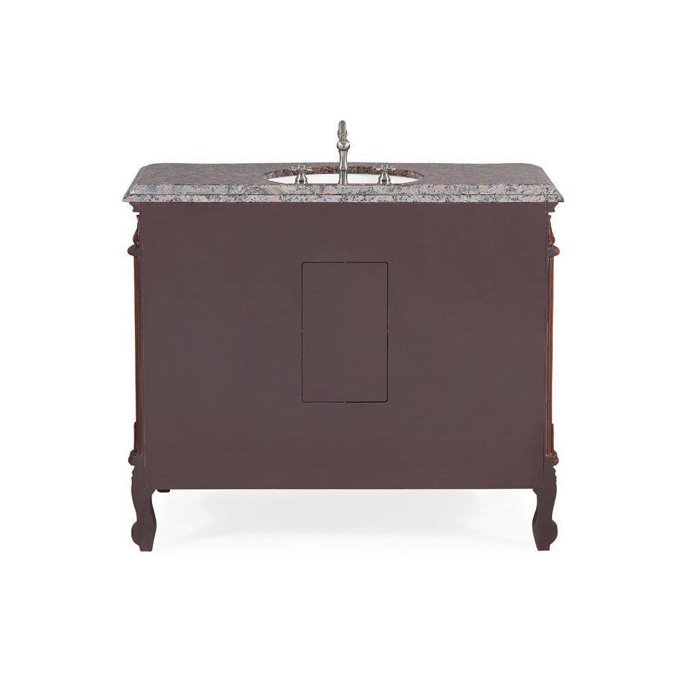 Benton Collection Beckham 42 in. W x 22 in D. x 35 in. H Bath Vanity in Dark Brown With White porcelain Sink and Baltic Brown Granite Top SW-3882SB-TK-42