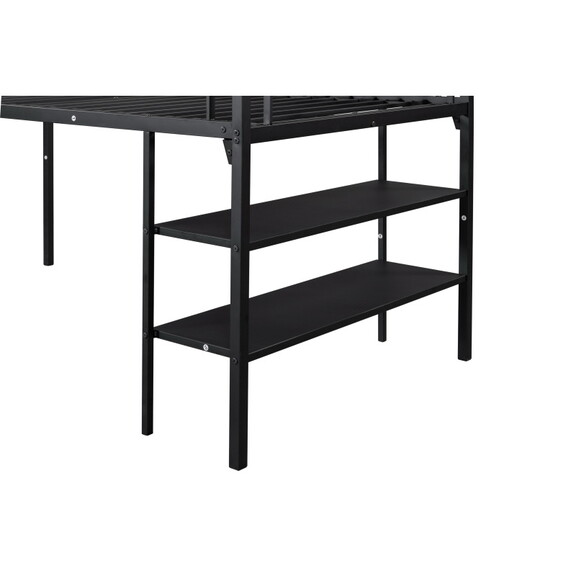 Low Loft bed with storage shelves W42747800