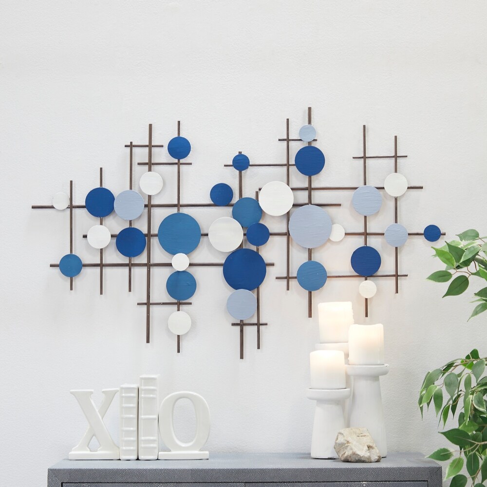 CosmoLiving by Cosmopolitan Blue Metal Overlapping Geometric Wall Decor