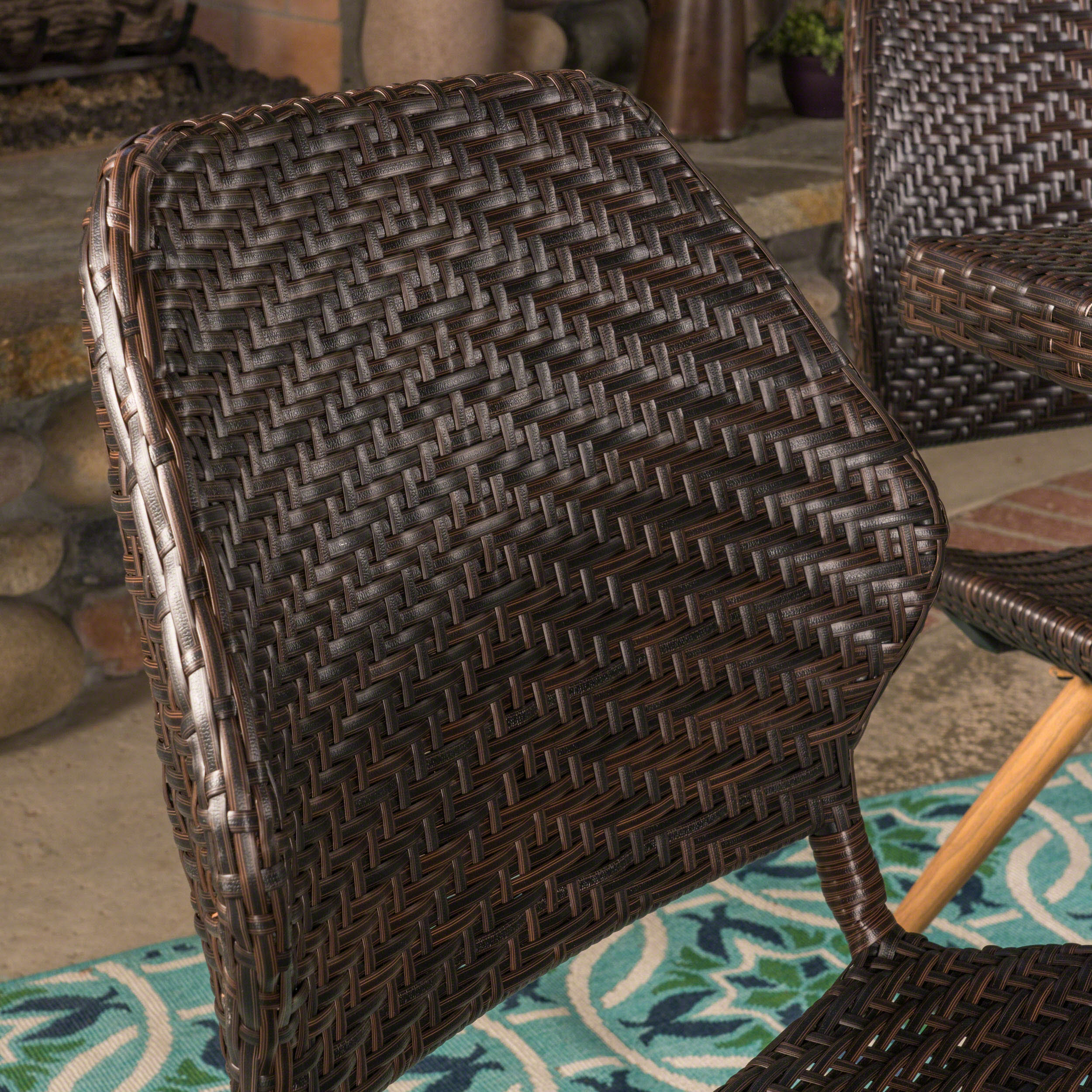 Jihan Outdoor 7 Piece Wicker Dining Set, Multibrown