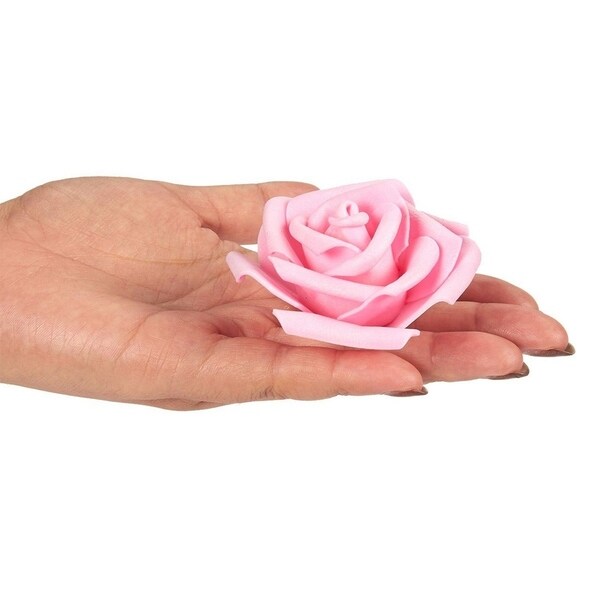 100Pack Pink Rose Artificial Flower Heads for Wedding Home Party Decorations