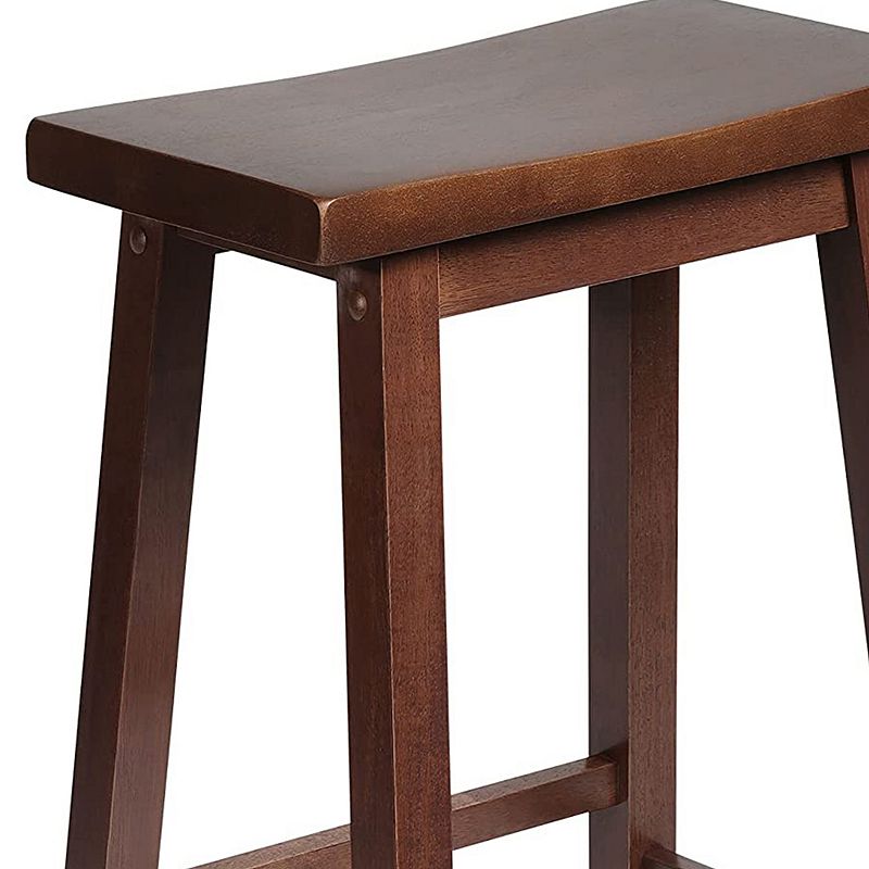 PJ Wood Classic Saddle-Seat 24 Inch Kitchen， Table， and Bar Counter Stool， Walnut (2 Pack)