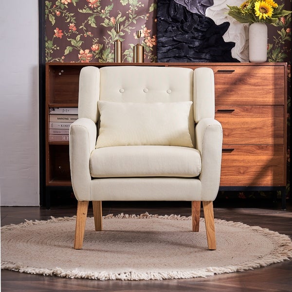 Wooden Upholstered Accent Chair Solid Armchair