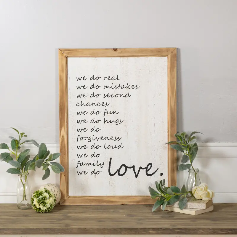 White and Black We Do Love Wooden Sign Wall Decor