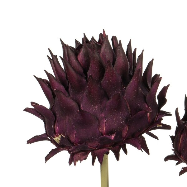 Vickerman 15 Violet Artichoke Head attached to a Reed Stem，Dried