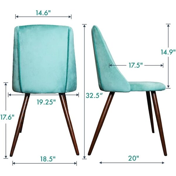 Sets of 2 velvet Modern Upholstered Side Dining Chair for Kitchen Living Room with Metal Legs， Lake Green Brand: Wonder Comfort