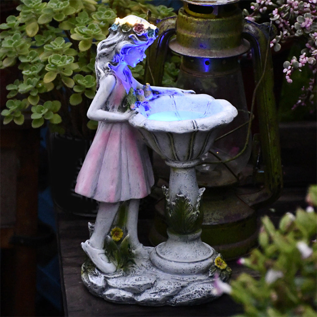 Garden Statue Art Outdoor Decorations, Large Resin Sculpture LED Light Collectibles Sculpture, Outside Lawn Patio Yard Porch,Ornament Gift