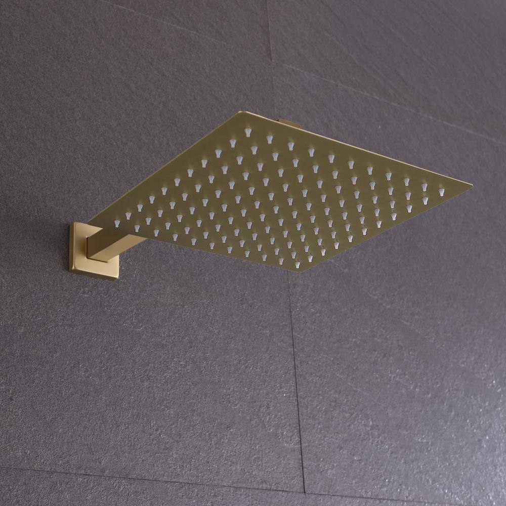 1-Spray Patterns with 1.5 GPM 10 in. Wall Mount Rain Fixed Shower Head in Brushed Gold NK-LQNK-0720