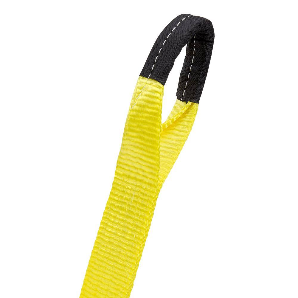 SmartStraps 20 ft. x 2 in. 5667 lbs. Working Load Limit Yellow Tow Rope Strap with Loop Ends 130