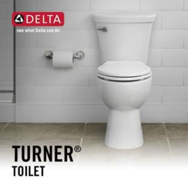 Delta Turner 2-piece 1.28 GPF Single Flush Elongated Toilet in White C43908-WH