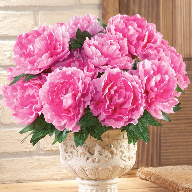 Collections Etc Floral Peony Bushes Set Of 3