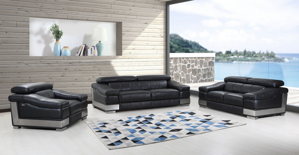 Milan Contemporary Genuine Italian Leather 3 Piece Set   Contemporary   Living Room Furniture Sets   by Luxuriant Furniture  Houzz