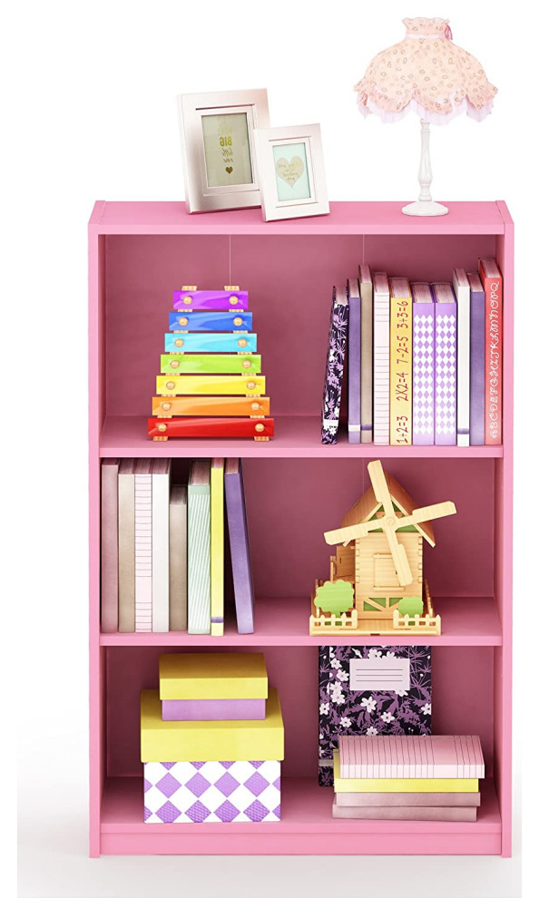 3 Tier Adjustable Shelf Bookcase  Pink   Contemporary   Bookcases   by Imtinanz  LLC  Houzz