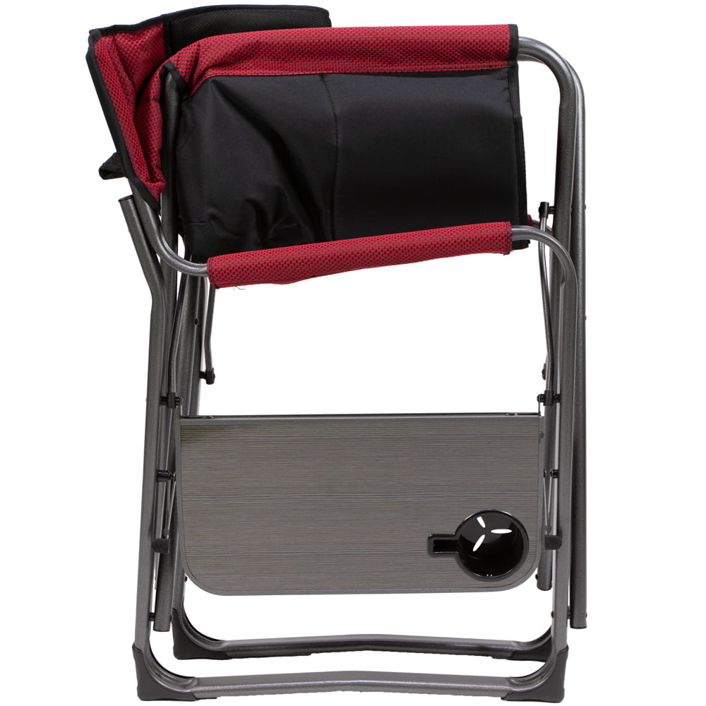 Ozark Trail XXL Folding Padded Director Chair with Side Table, Red