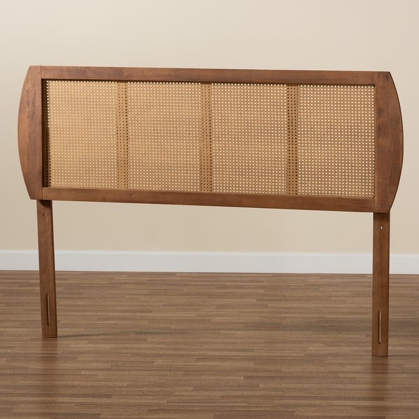 Harris Ash Walnut Wood and Synthetic Rattan Headboard - - 32969782