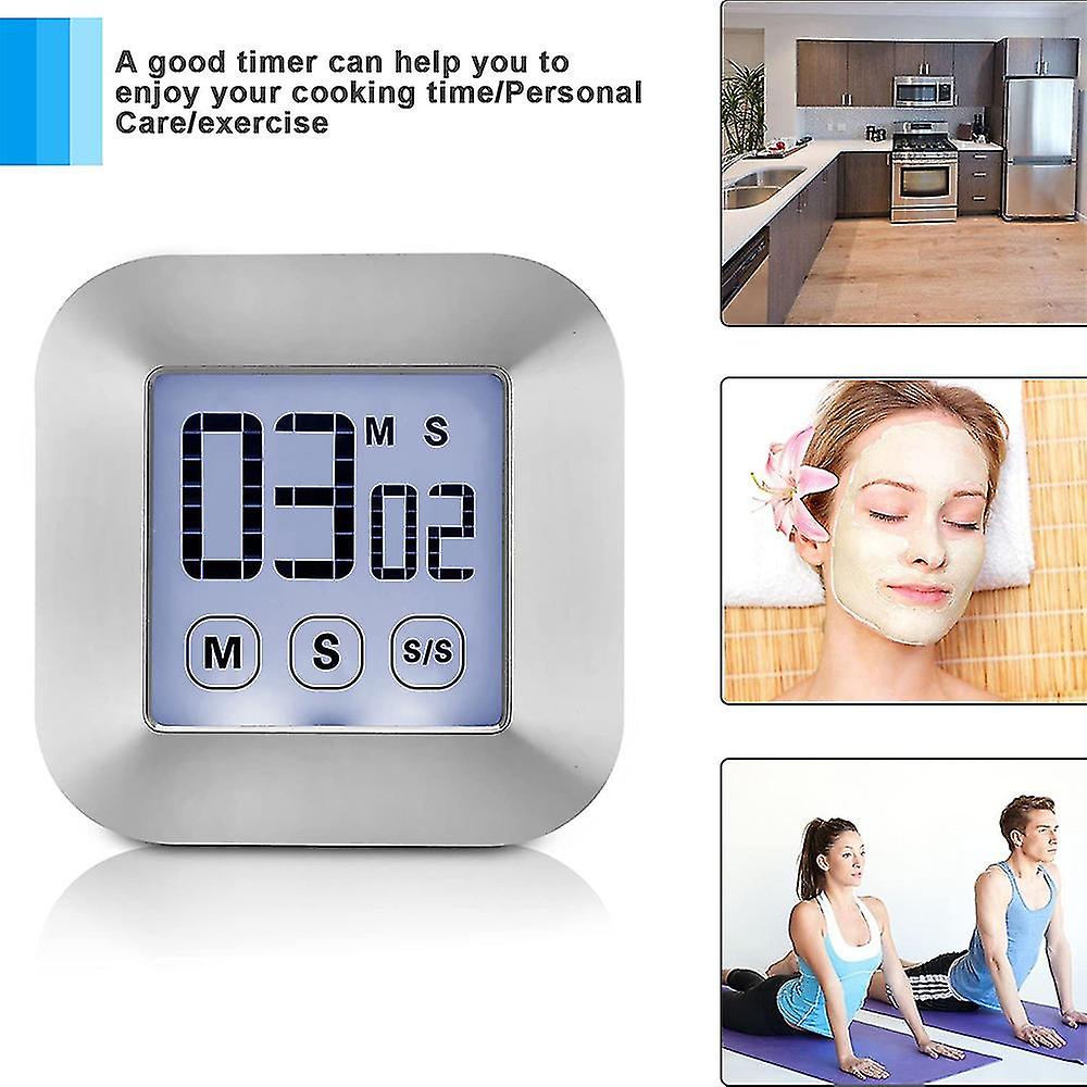 Touchscreen Digital Kitchen Timer Magnetic Stopwatch Lcd Display Electronic Timer Egg Timer With Stand， Loud Alarm Clock， Cooking Timer