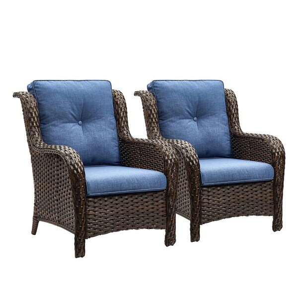 Outdoor Patio Rattan Chairs with Cushions Set of 2