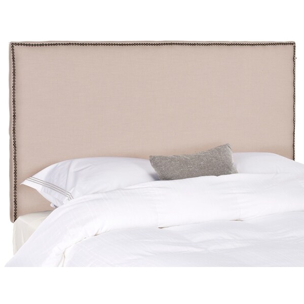 SAFAVIEH Sydney Taupe Linen Upholstered Headboard - Brass Nailhead - - 7402051