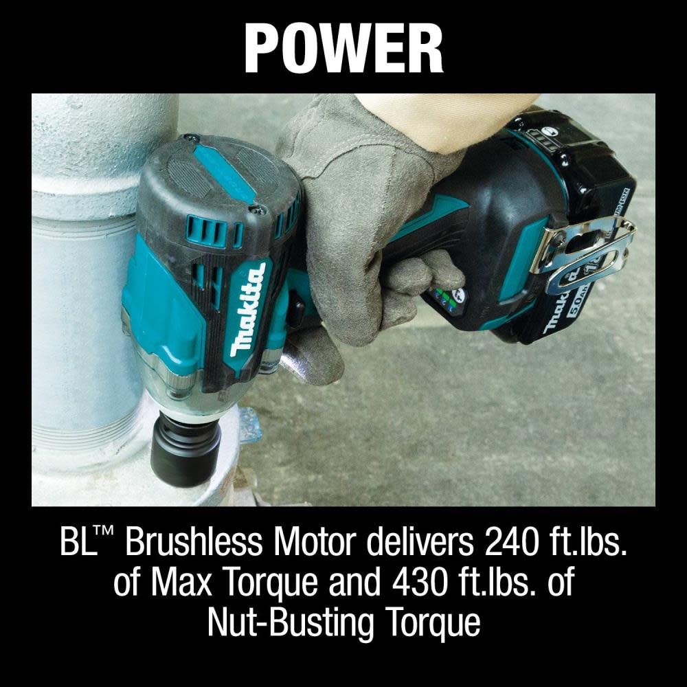 18V LXT® Lithium-Ion Brushless Cordless 4-Speed 1/2 Sq. Drive Impact Wrench Kit w/ Friction Ring Anvil (5.0Ah)