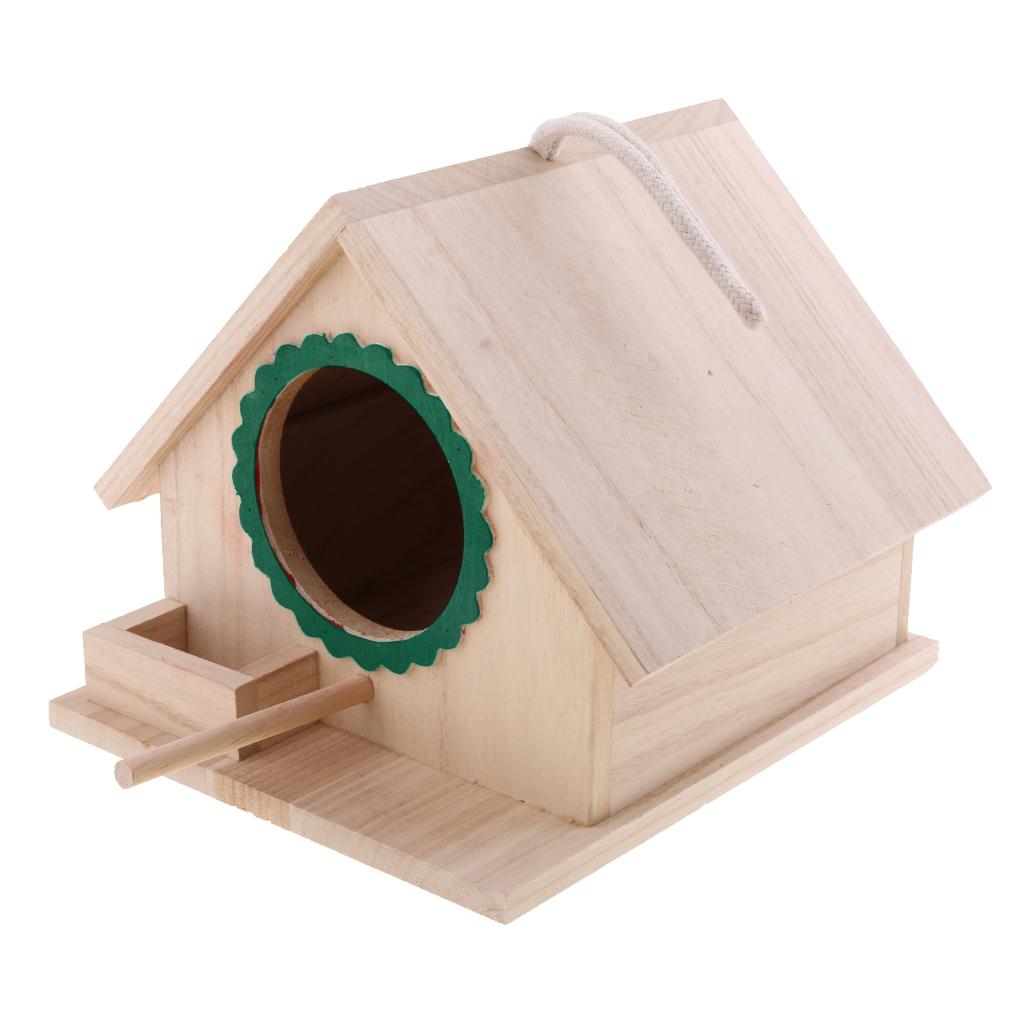 Natural Wooden Birdhouse， Small ing Birdhouse Outdoor， Garden Patio Decorative Bird House for Sparrow Hummingbird Finch Wren Swallows - Green