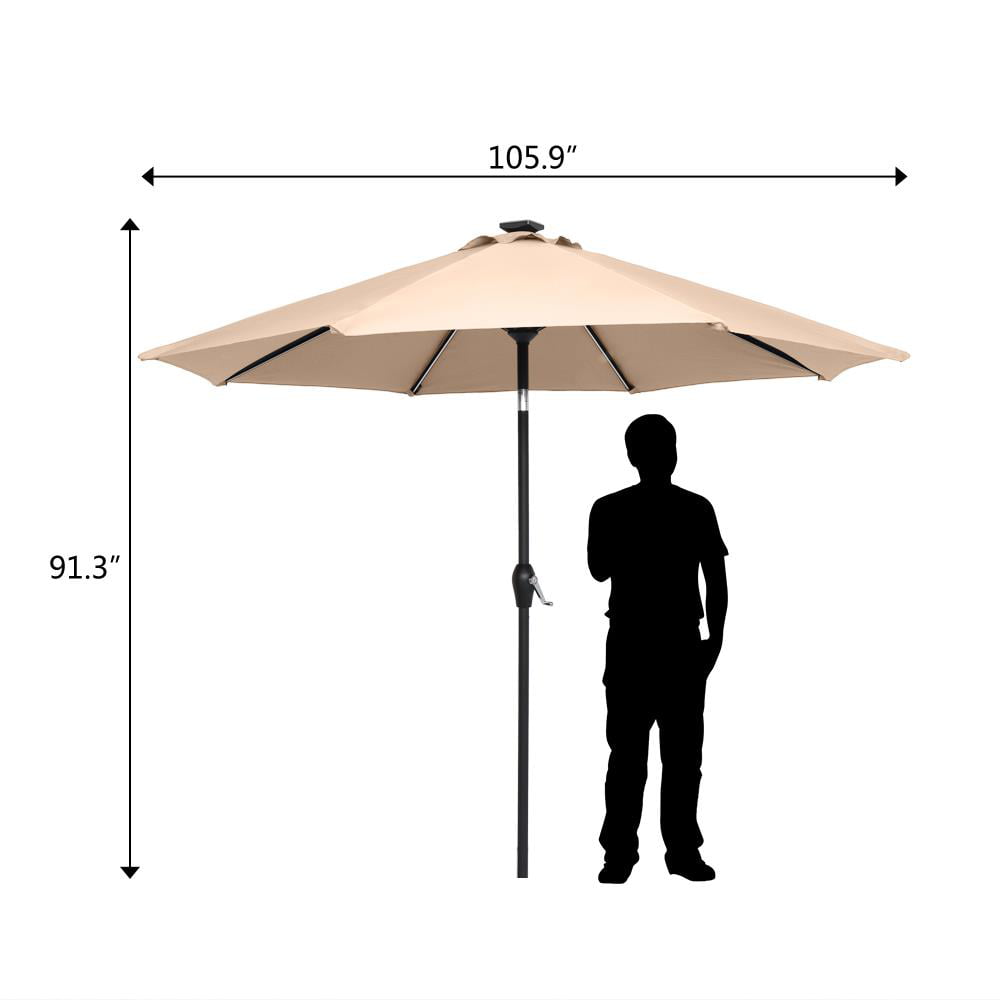 Zimtown 9ft Solar Powered Patio Umbrella with Tilt 8 Ribs Top Color