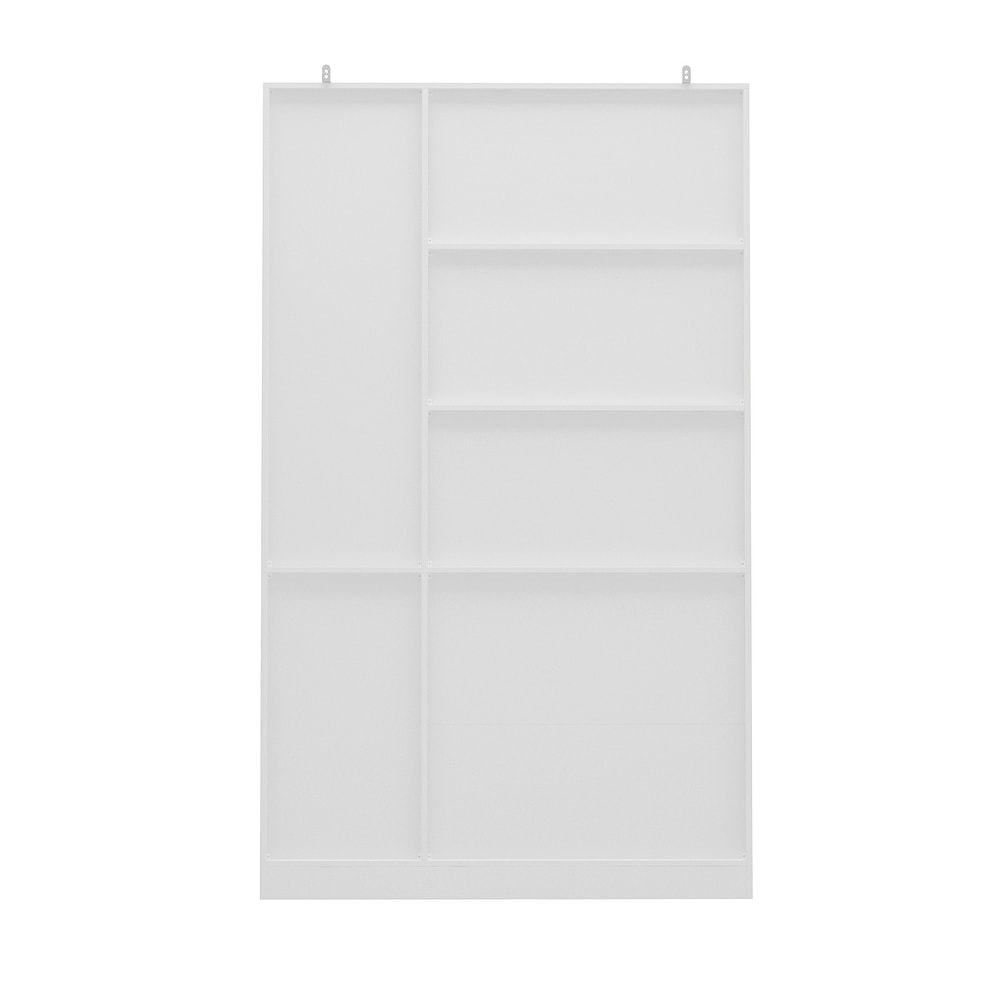 Tall Bookshelf Bookcase with 6 Glass Doors Gold conical handle White   78.7\