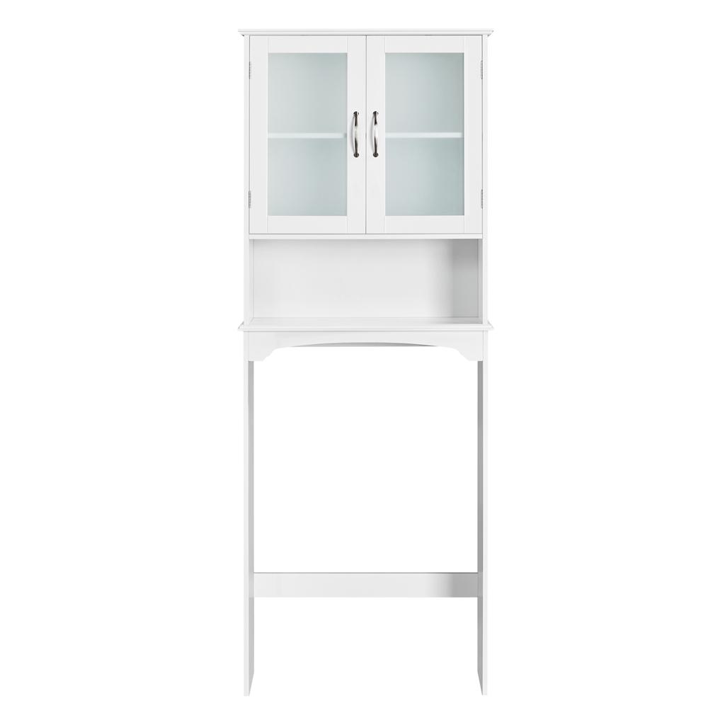 SmileMart Wooden Over the Toilet Storage Cabinet 3-Shelf for Bathroom， White