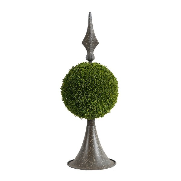 Antique Bronze and Green 17inch Spired Sphere Boxwood Topiary