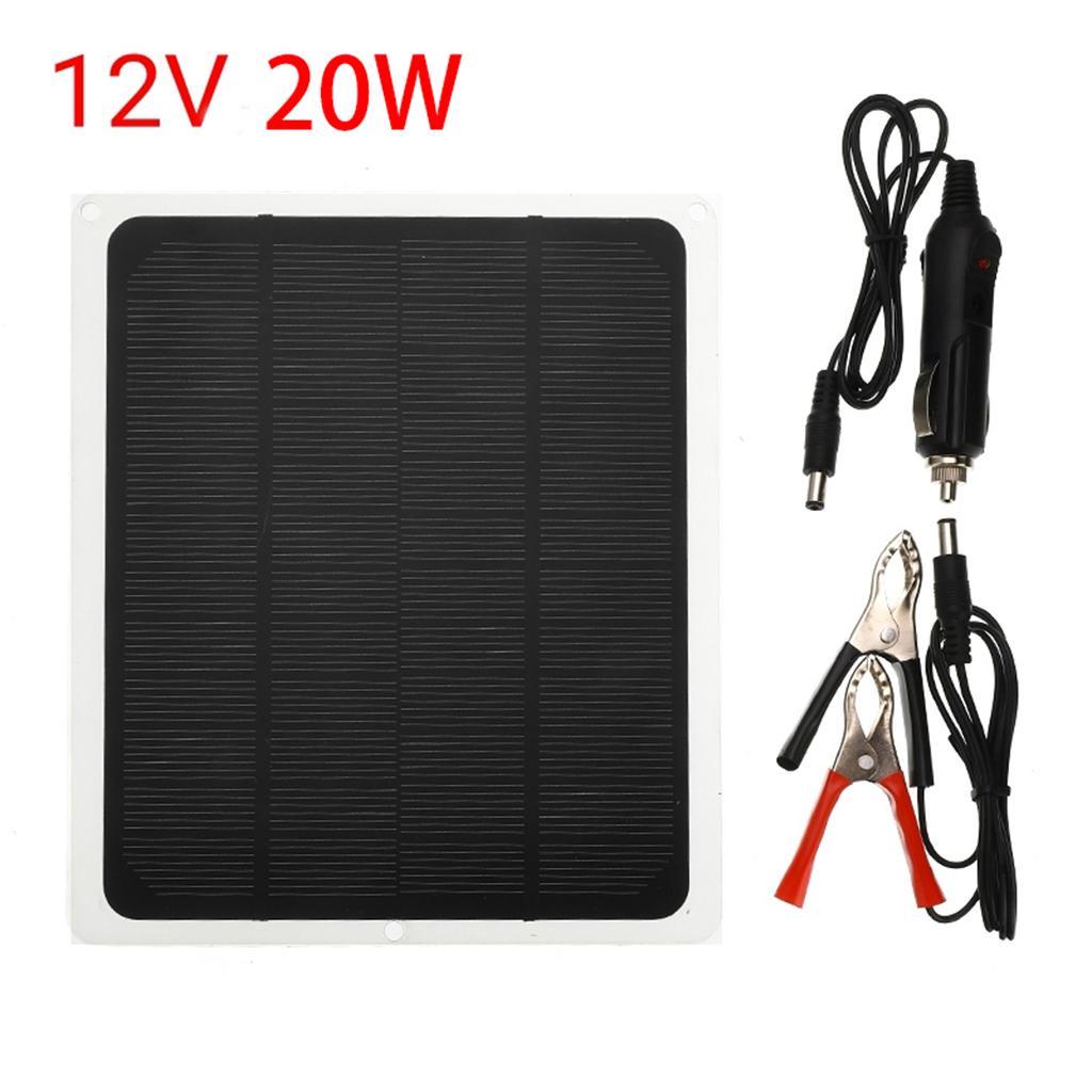 12 20 watt portable solar panel battery charger alligator clip