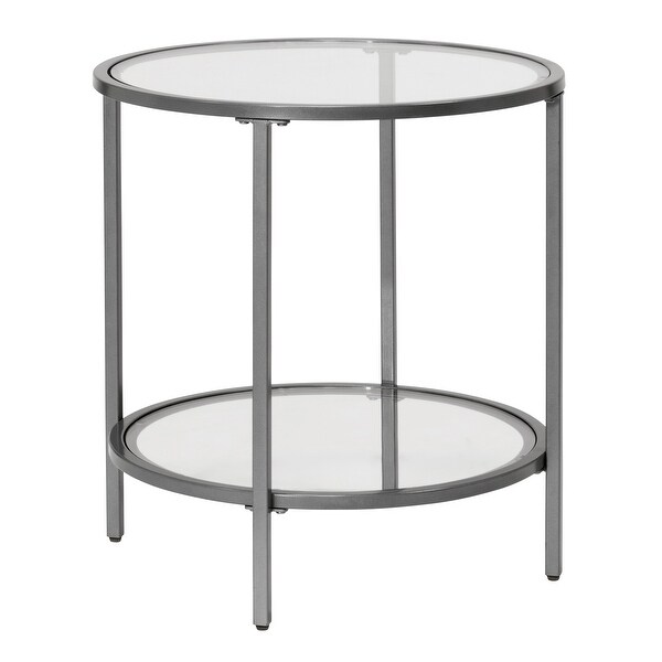 Carbon Loft Heimlich Round Glass Side Table with Metal Frame