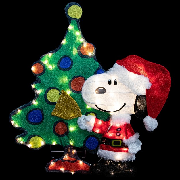 Led Lighted Peanuts Snoopy And Christmas Tree Outdoor Decoration Clear Lights