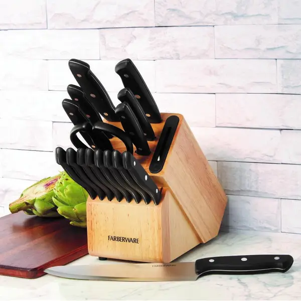 Farberware Edgekeeper 16-Piece Triple Rivet Block Set with Built in Knife Sharpener