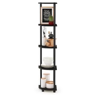 Furinno 57.7 in. BlackEspresso Plastic 5-shelf Corner Bookcase with Open Storage 99811EXBK