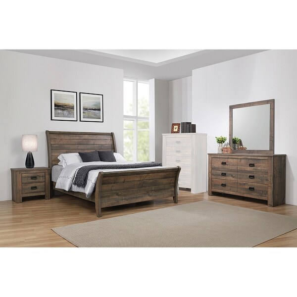 Wooden Eastern King Bedroom Set in Weathered Oak - - 36135652